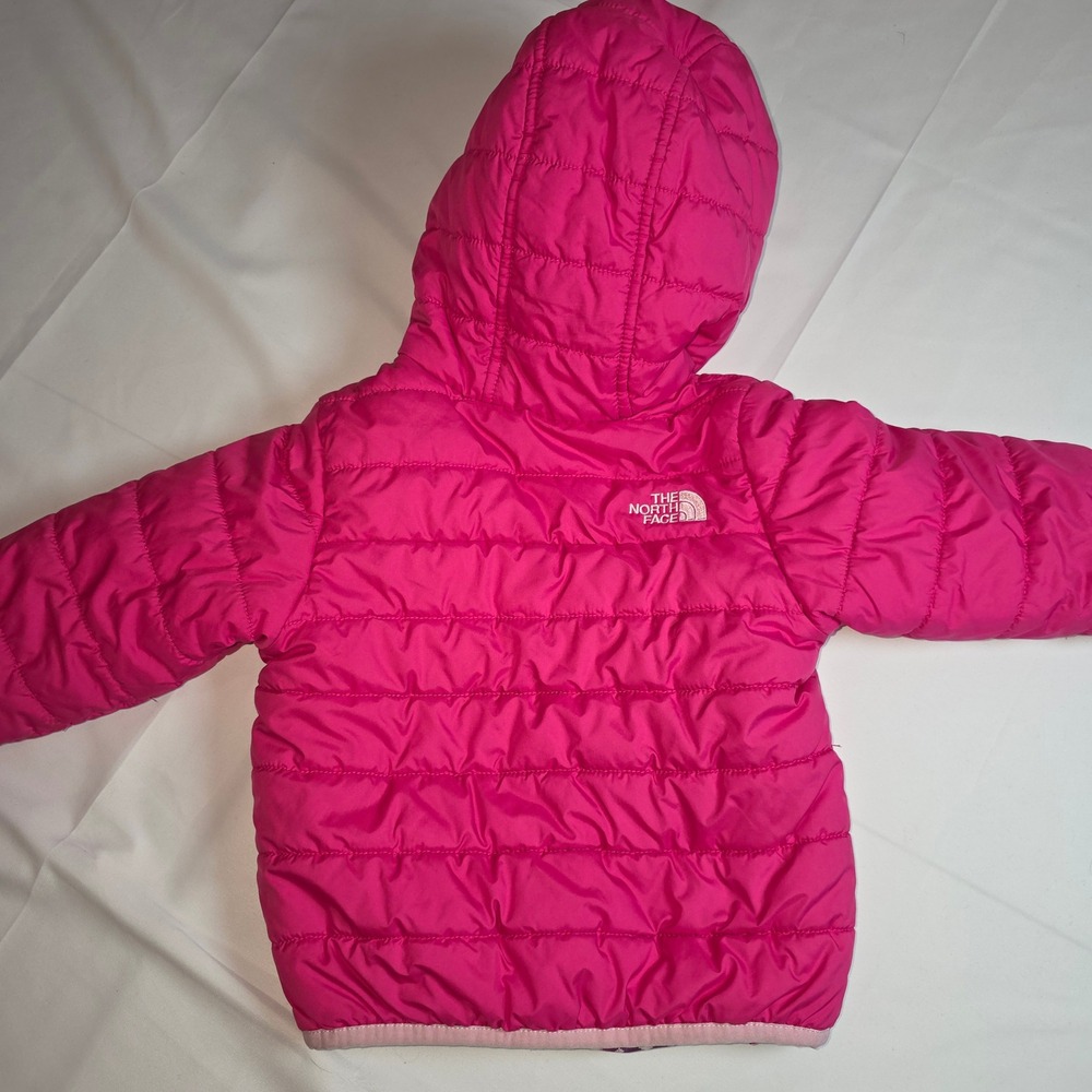 The North‎ Face Toddler Reversible Puffer Jacket Pink Fair Isle Print Hooded - Picture 4 of 9